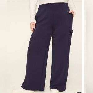 NWT Lane Bryant Sz 14/16 Journey High-Rise Cargo Wide Leg Navy Pants